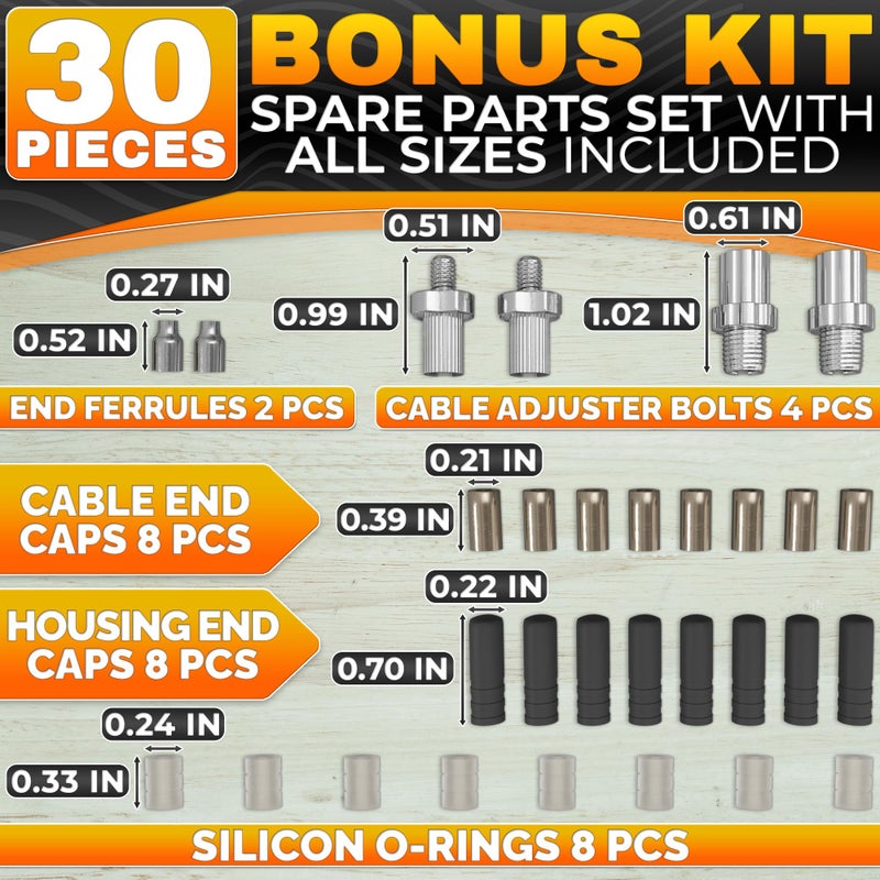 AZZORI 8 Pcs Bike Cable Kit - Bike Brake Cable With 4 Brake Lines & 4 Shifter Lines, Easy Fit Stainless Steel Cables 38-Item Set - Corrosion-Resistant for Smooth Braking & Shifting on Road & Mountain Bikes - Image 3